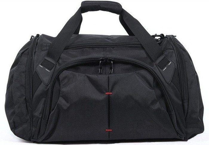 Material de moda modificado para requisitos particulares del poliéster 600D del equipaje negro portátil de los petates