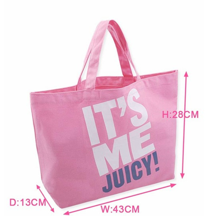 Bolsos impresos rosa del algodón de las señoras de las bolsas de asas de la lona para el supermercado de las señoras